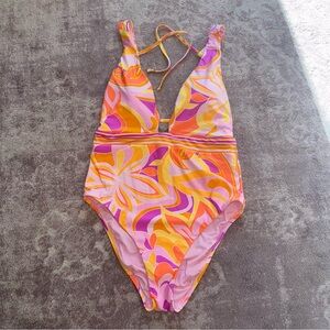 Sunshine 79 Women’s 12 Retro Orange Pink Purple One Piece Swimsuit